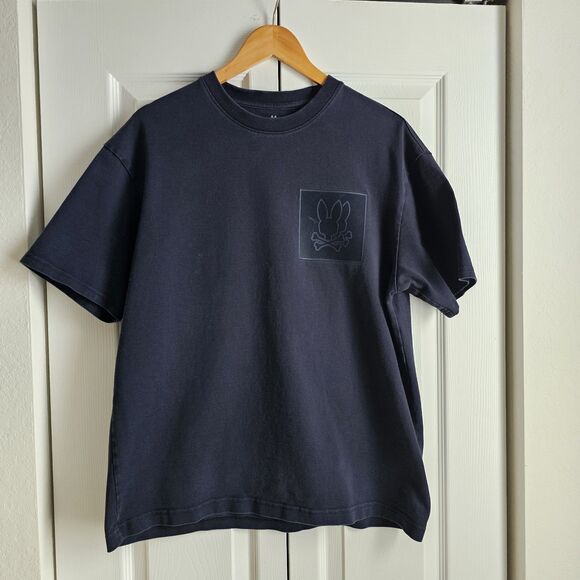 Psycho Bunny Mens Sacramento Bunny Patch Tee Black Size M-5 100% Pima Cotton - Picture 2 of 6